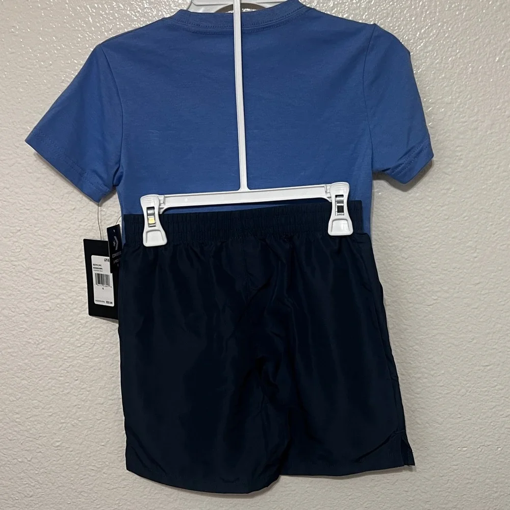 Converse Boys 2-Piece‎ Set T-Shirt & Shorts Outfit Blue Navy Size 6 MSRP $32